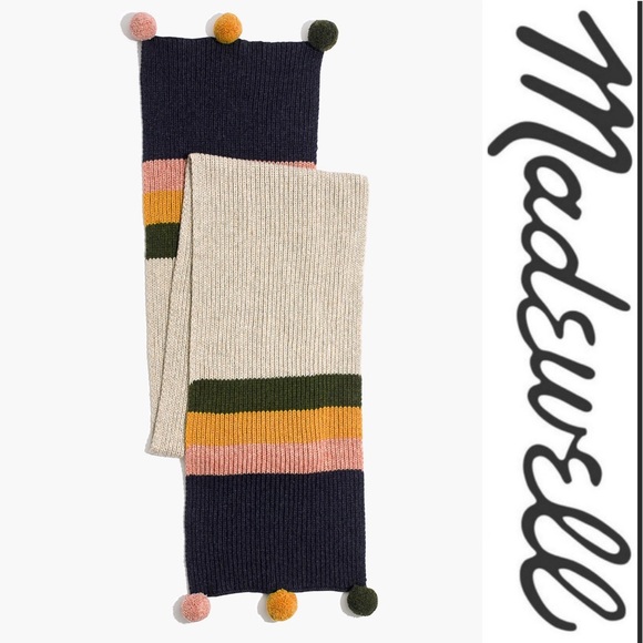 Madewell Striped Pom Pom Scarf - Picture 2 of 7